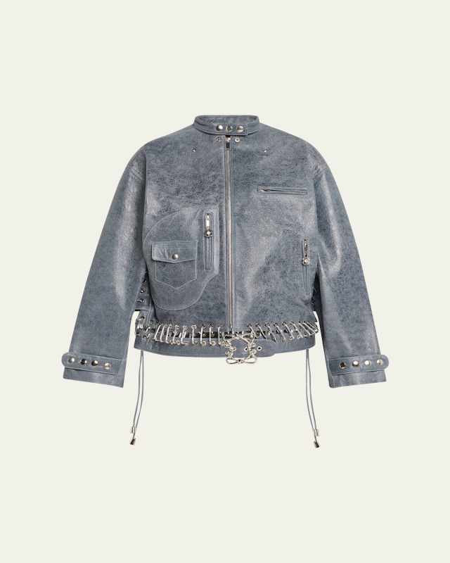Leather Pin-Buckle Jacket