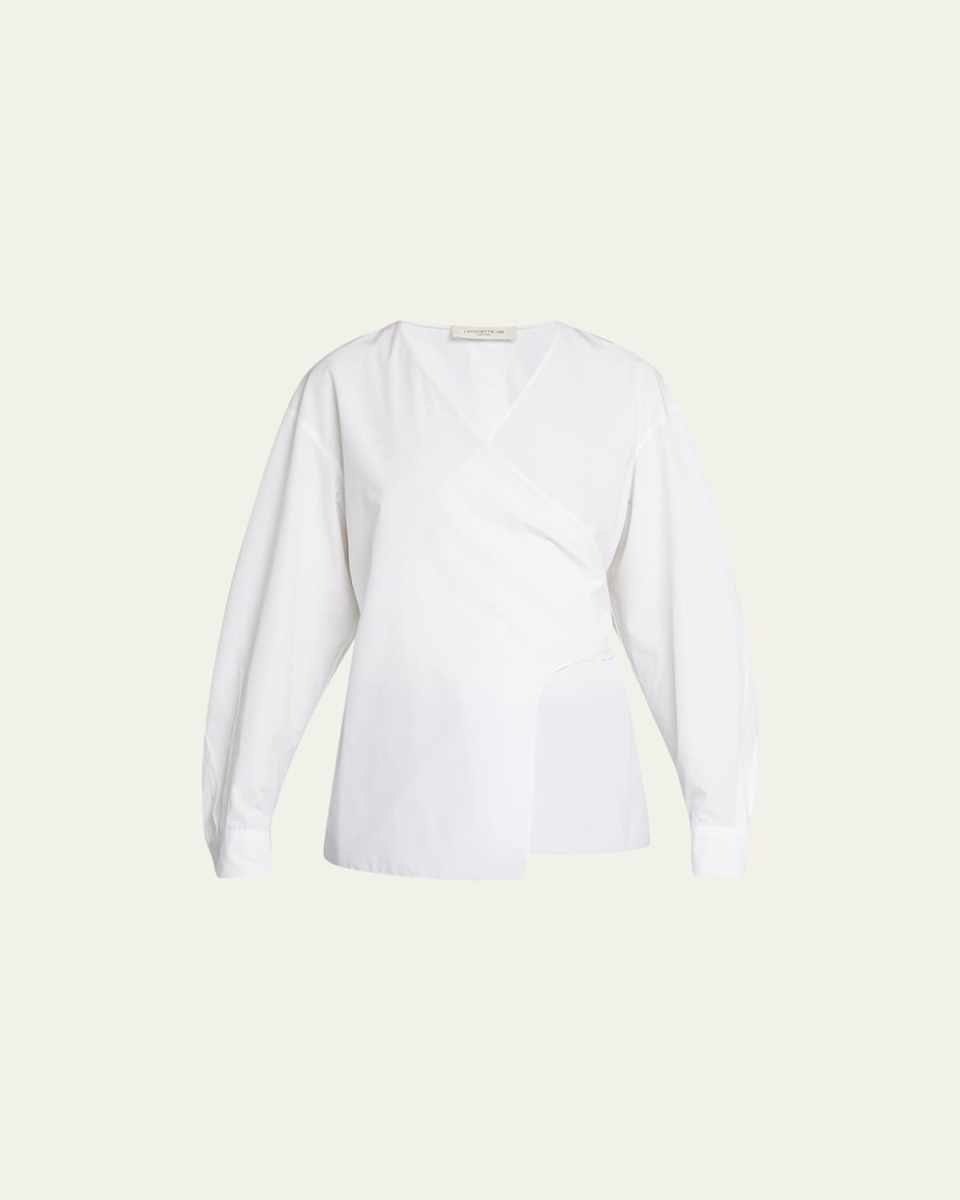 Stretch Cotton Wrap Blouse