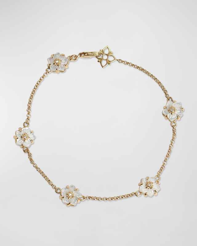 White Mother of Pearl and White Diamond Bracelet in 18K Gold