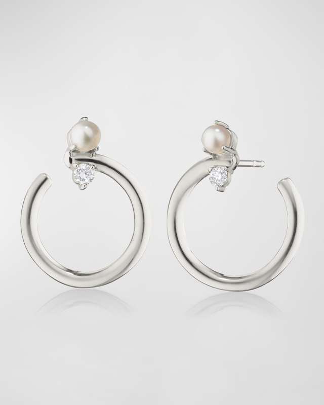 Galaxy Wrap Hoop Earrings with Mother-of-Pearl and White Sapphires