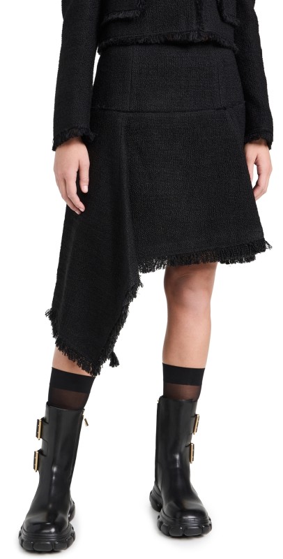 Juun. J Unbalance Tweed Skirt Black