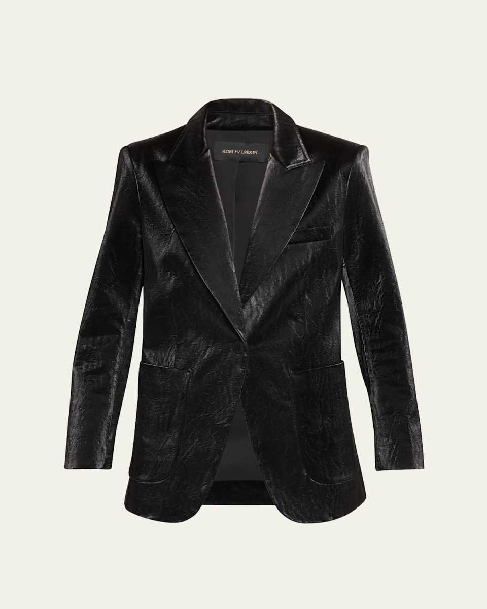 Pixi Single-Button Silken Blazer Jacket