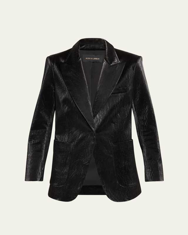 Pixi Single-Button Silken Blazer Jacket