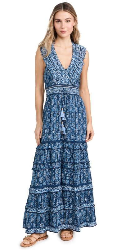 Bell Harper Maxi Dress Indigo Print
