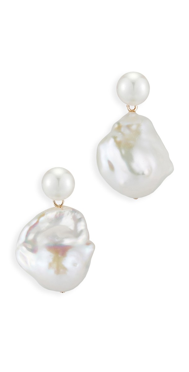 Mateo Duality Pearl Drop Earrings 14kt Yellow