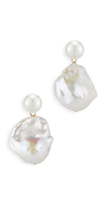 Mateo Duality Pearl Drop Earrings 14kt Yellow