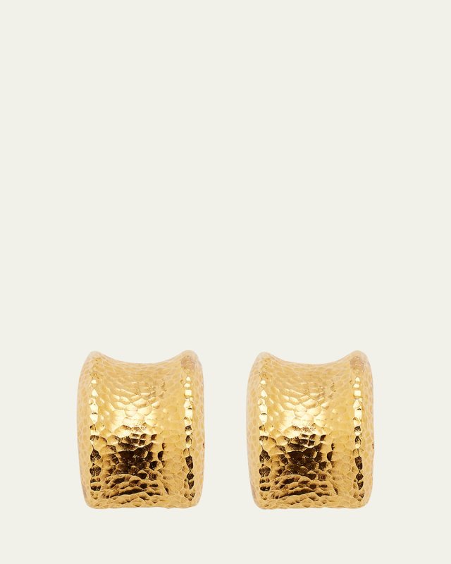 Hammered Gold Clip-On Huggie Earrings