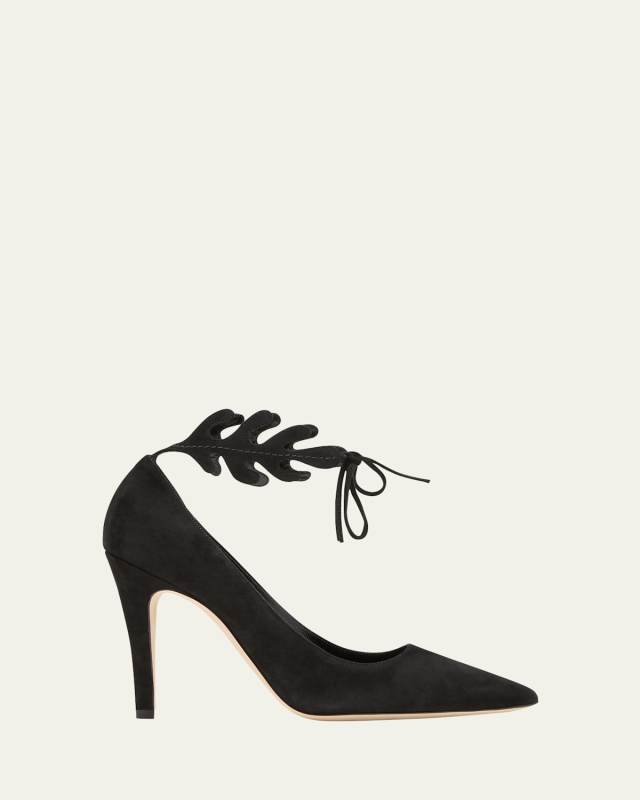 Suede Ankle-Cuff Stiletto Pumps