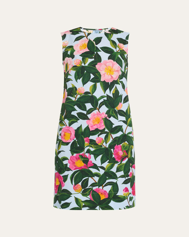 Camellia Print Shift Mini Dress