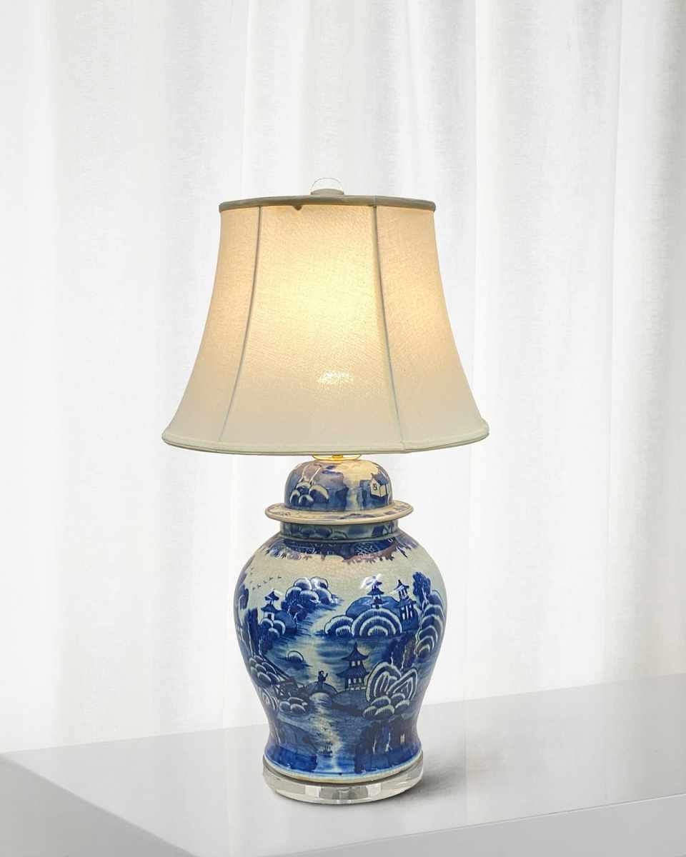 Chinoiserie Ceramic Lamp, 28"