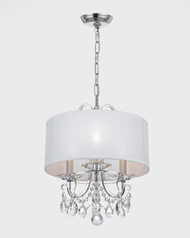 Othello 3-Light Clear Crystal Polished Chrome Mini Chandelier with Drum Shade