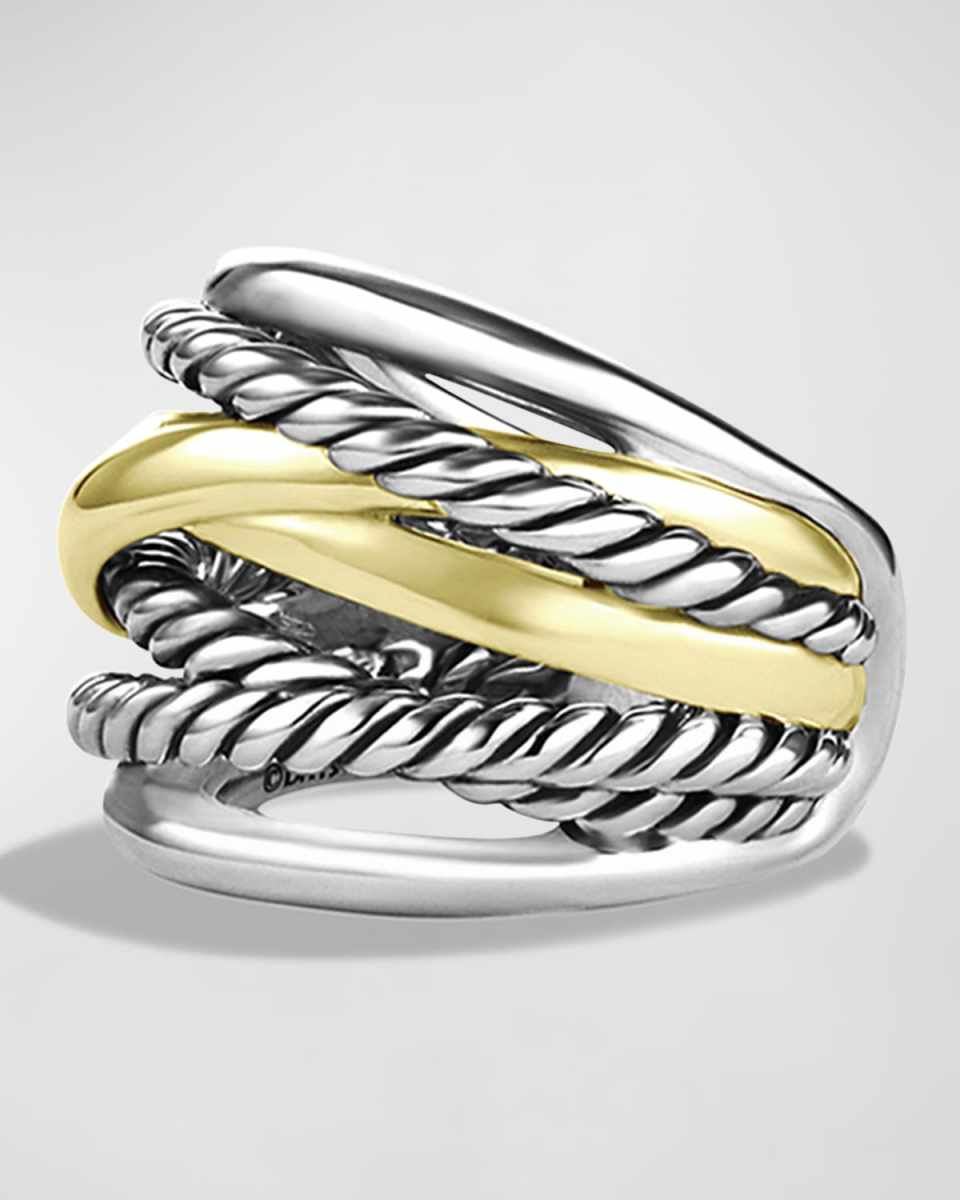 Crossover Wide Ring with Gold