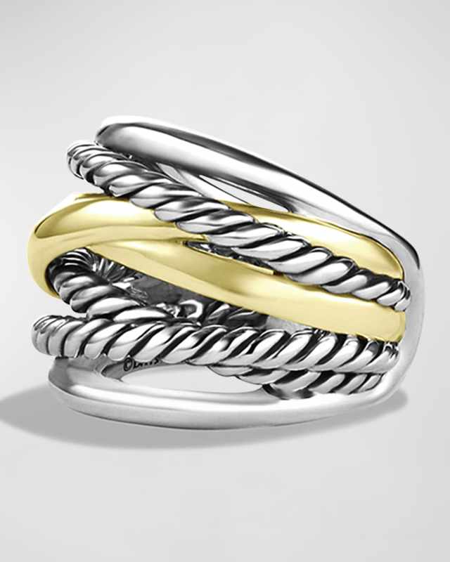 Crossover Wide Ring with Gold