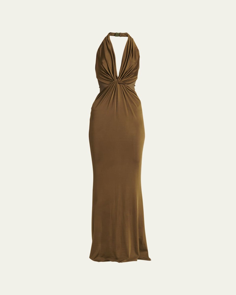 Ruched Detail Halter Gown