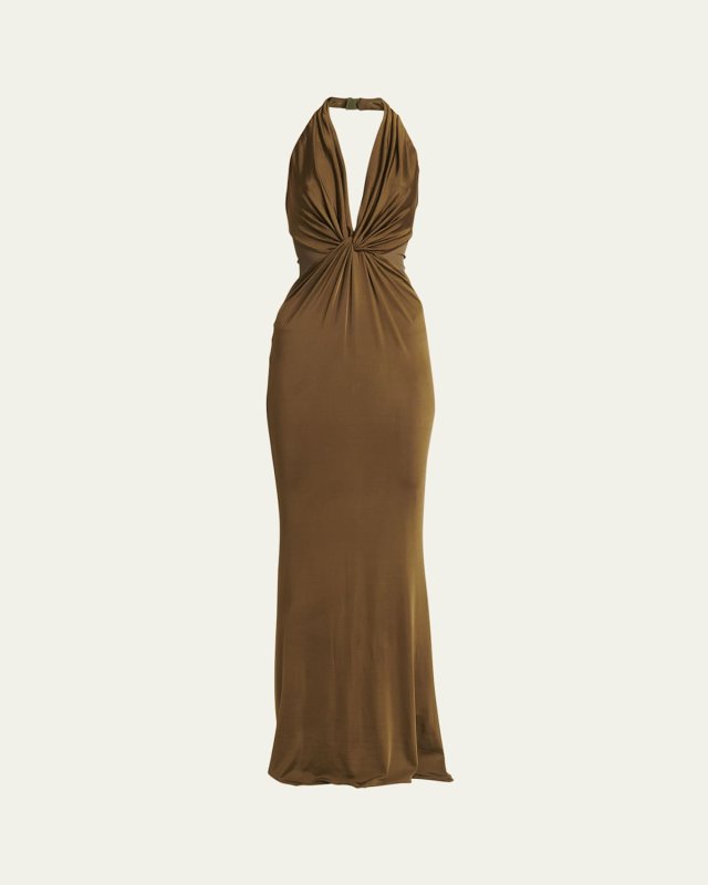 Ruched Detail Halter Gown