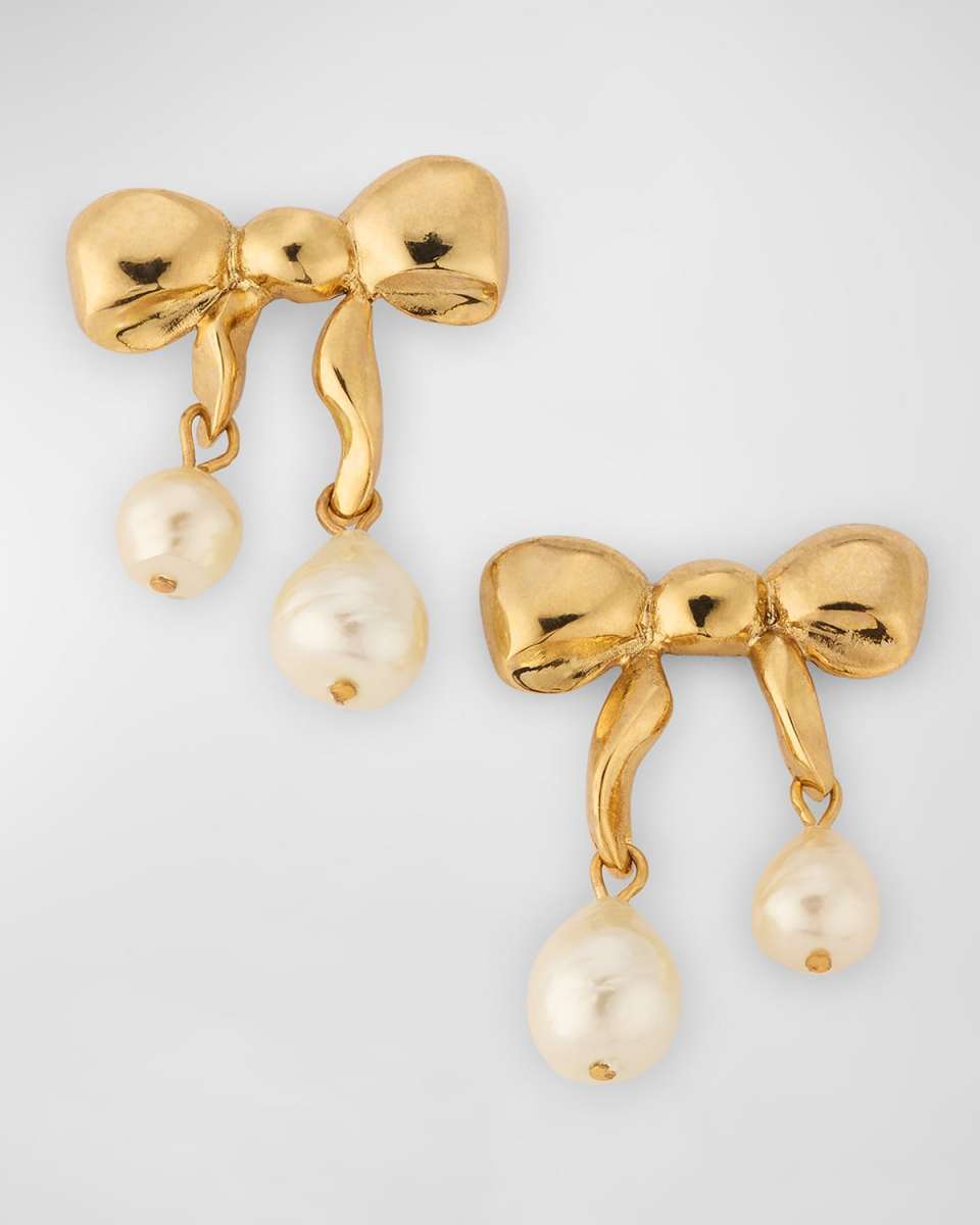 Heart & Bow Resin Pearl Earrings