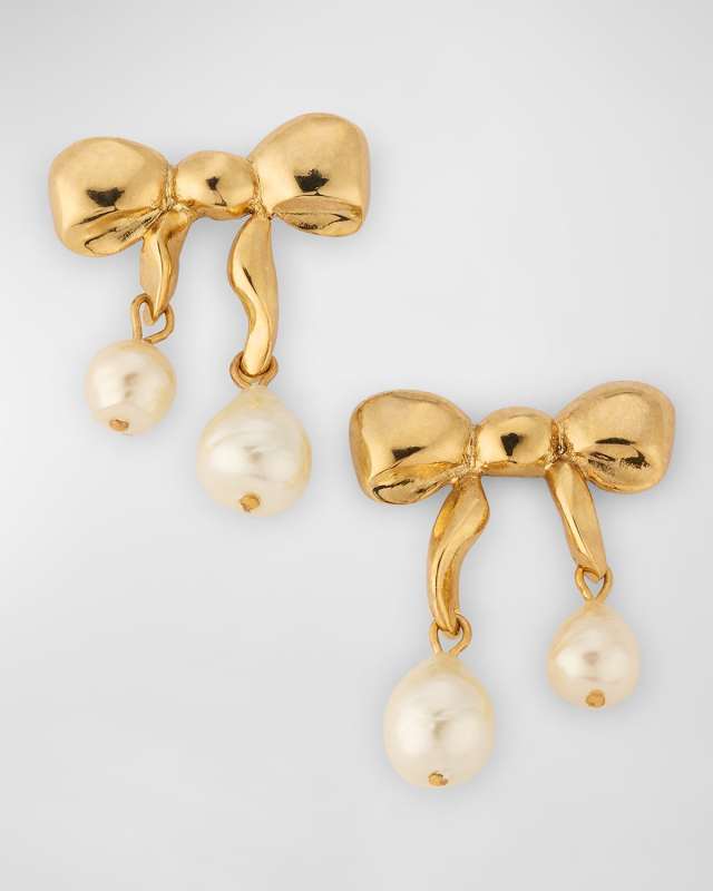 Heart & Bow Resin Pearl Earrings