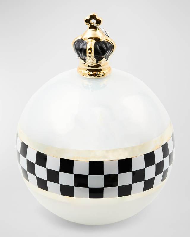 Black White Crown Jumbo Glass Ball Ornament