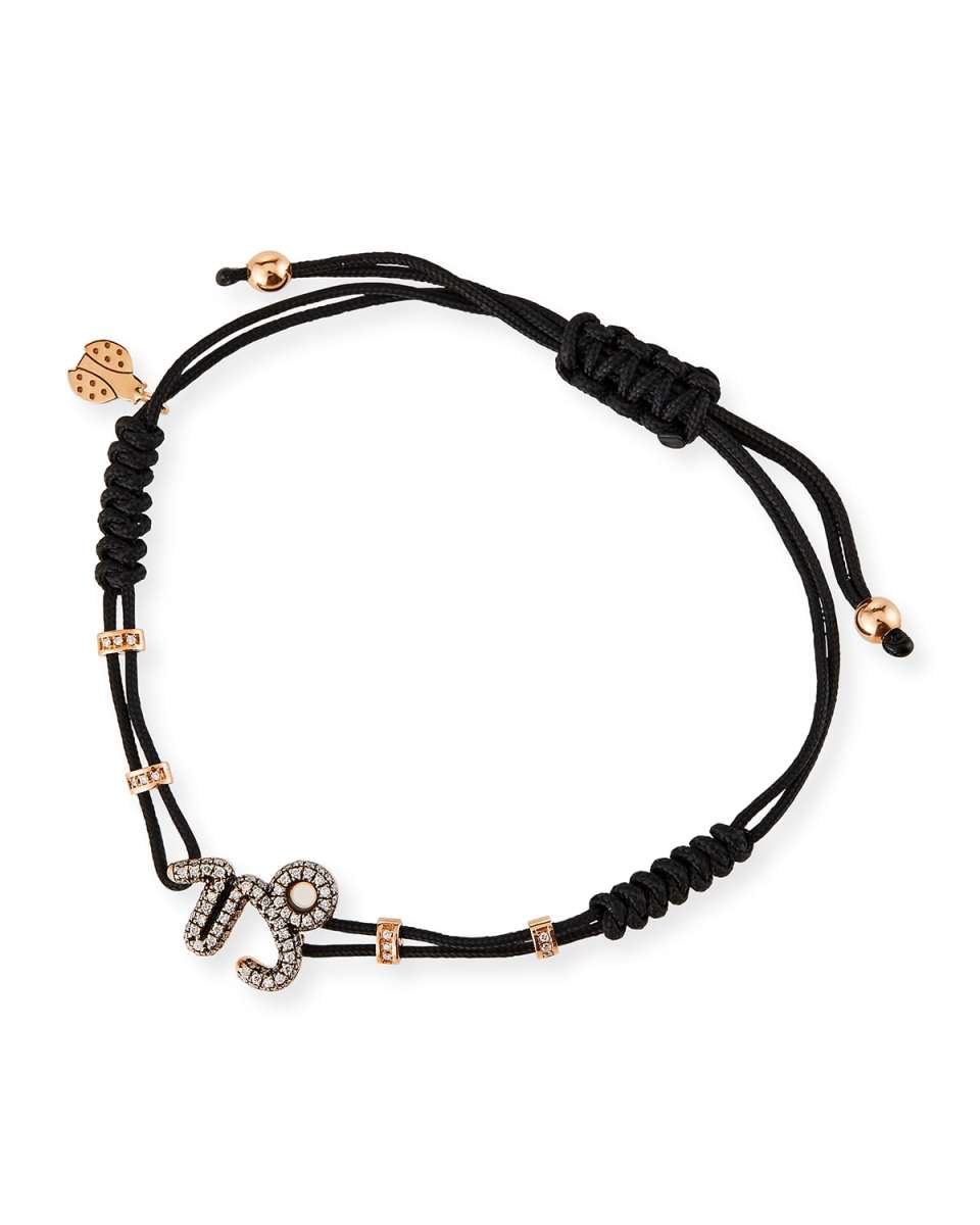 18k Pink Gold Diamond Capricorn Pull-Cord Bracelet