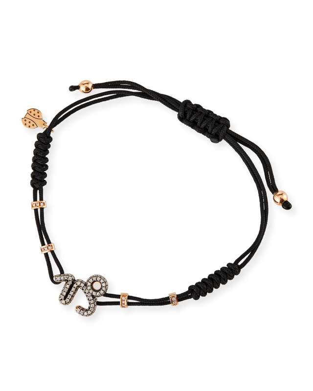 18k Pink Gold Diamond Capricorn Pull-Cord Bracelet