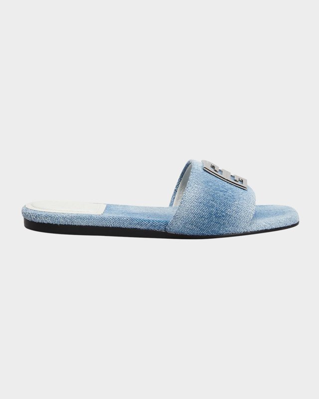 4G Denim Medallion Flat Sandals