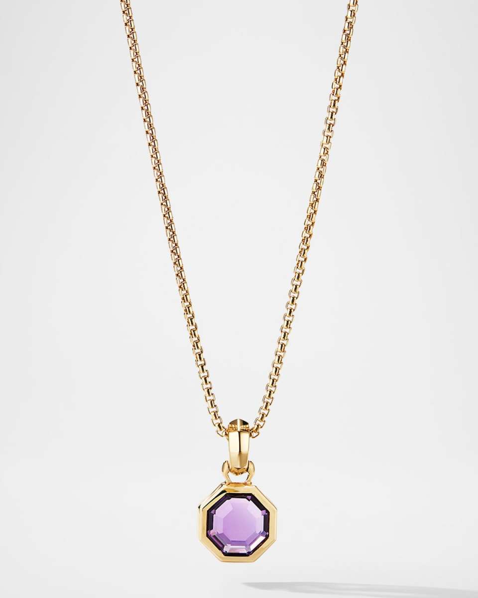 Octagon Cut Amulet with Amethyst in 18K Gold, 13mm