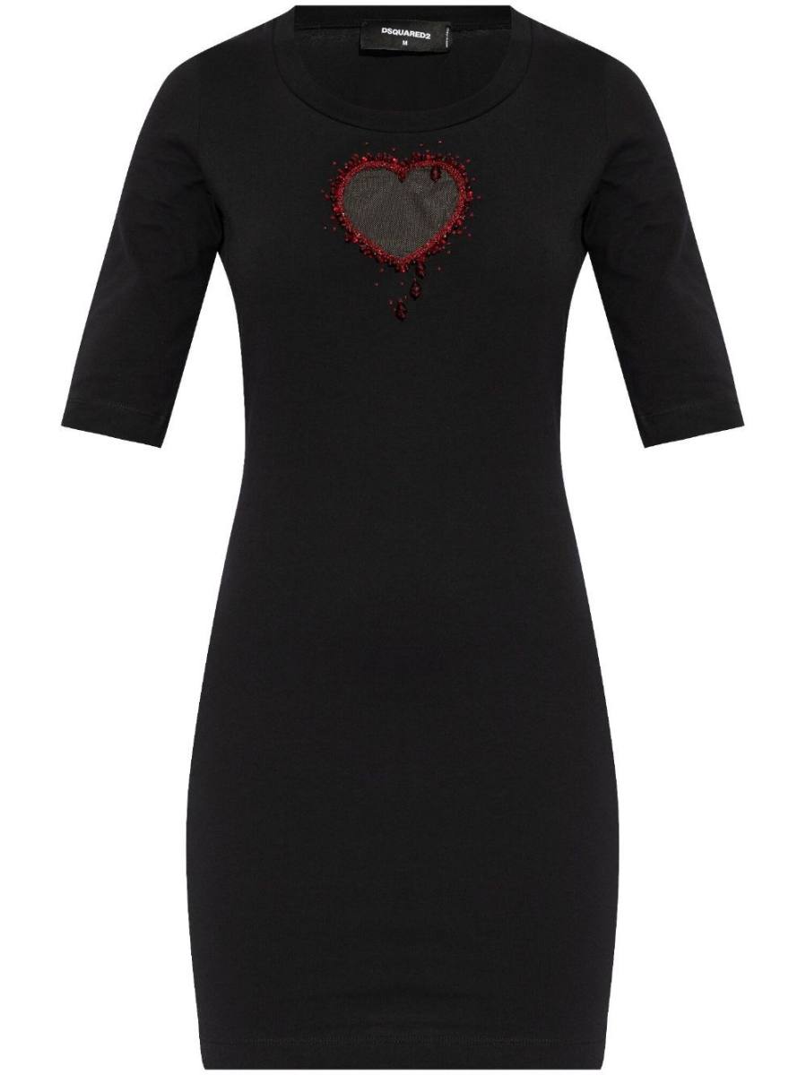 logo-embellished cotton mini dress