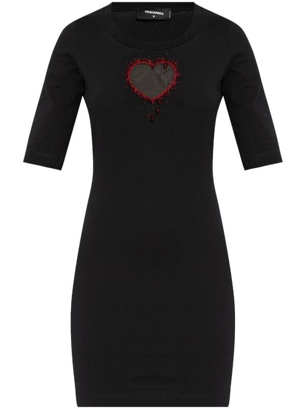 logo-embellished cotton mini dress