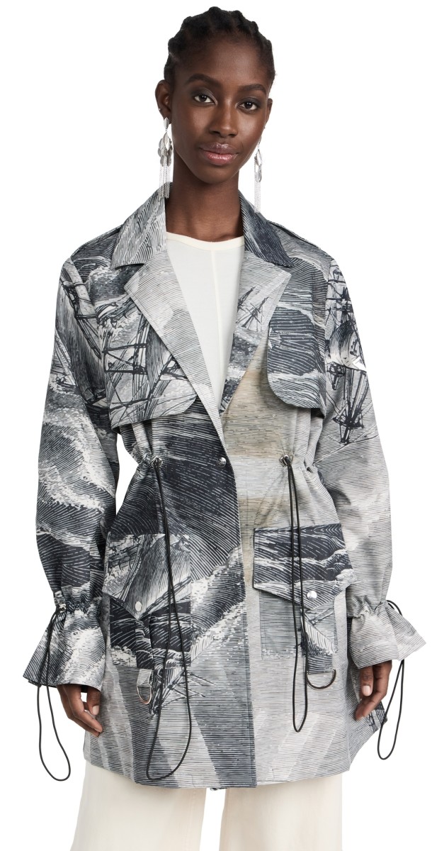 Thebe Magugu Cave Drawn Nylon Parka Silver