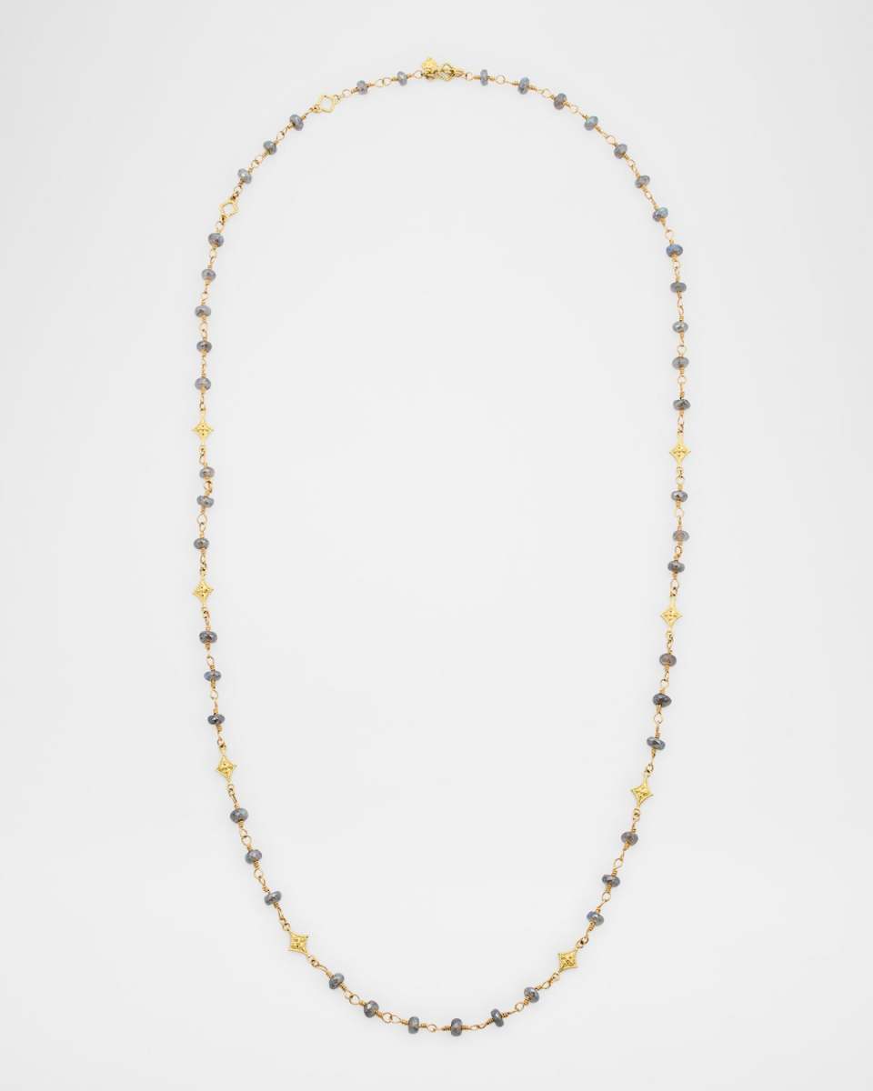 18K Yellow Gold Mini Labradorite Bead Necklace