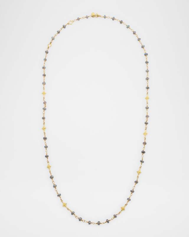 18K Yellow Gold Mini Labradorite Bead Necklace