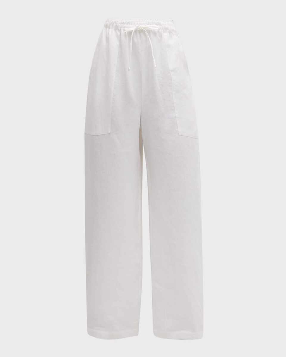 Patch-Pocket Straight-Leg Drawstring Trousers