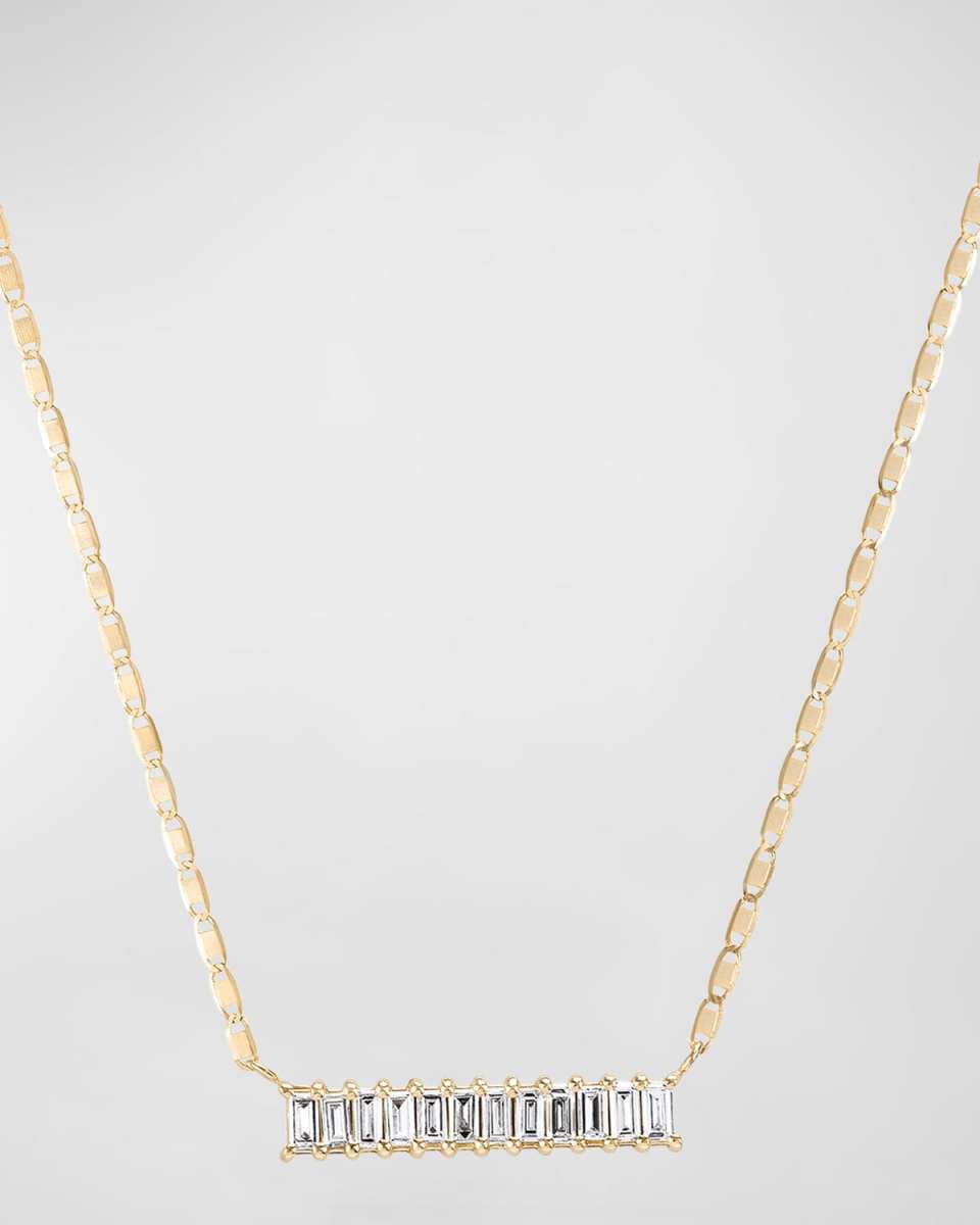 14K Gold Baguette Diamond Bar Pendant Necklace, 0.33 tcw
