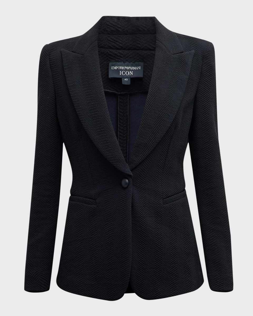 Single-Button Chevron Jersey Blazer