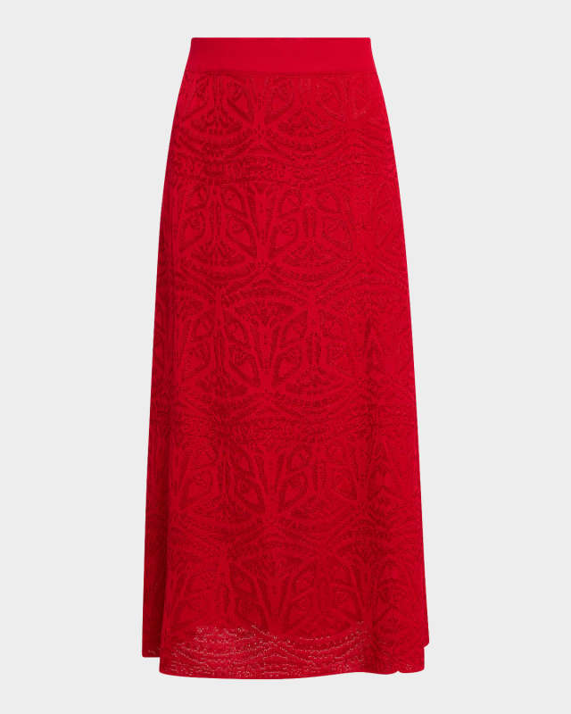 A-Line Tonal Knit Midi Skirt