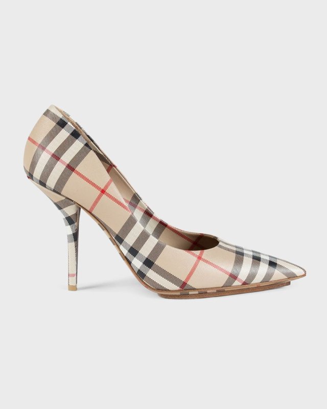 Aubri Vintage Check Pointed Canvas Pumps