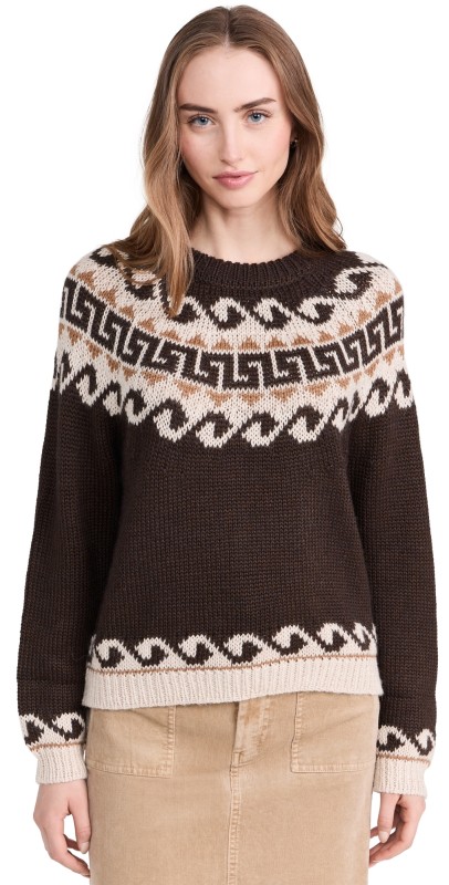 THE GREAT. The Greek Key Pullover Driftwood