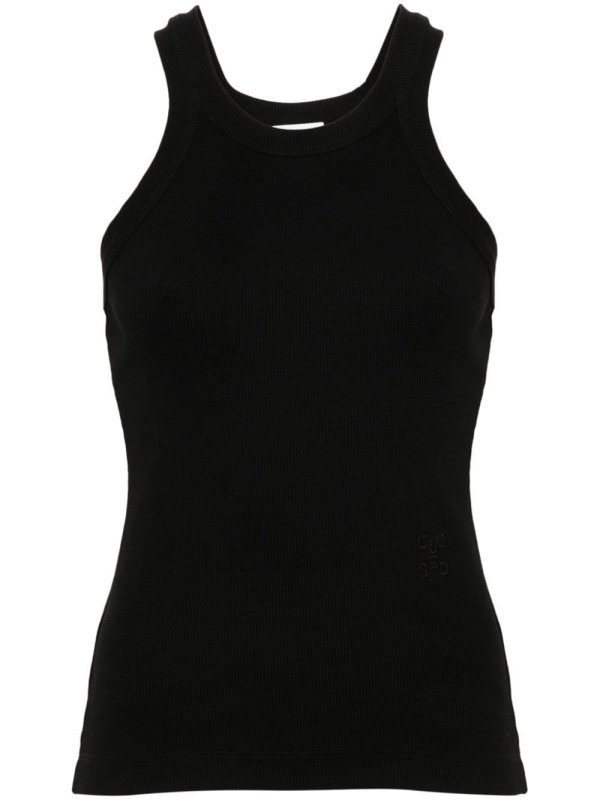 logo-embroidered ribbed tank top