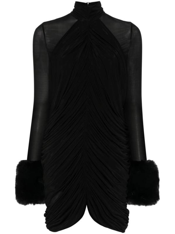 ruched high-neck mini dress