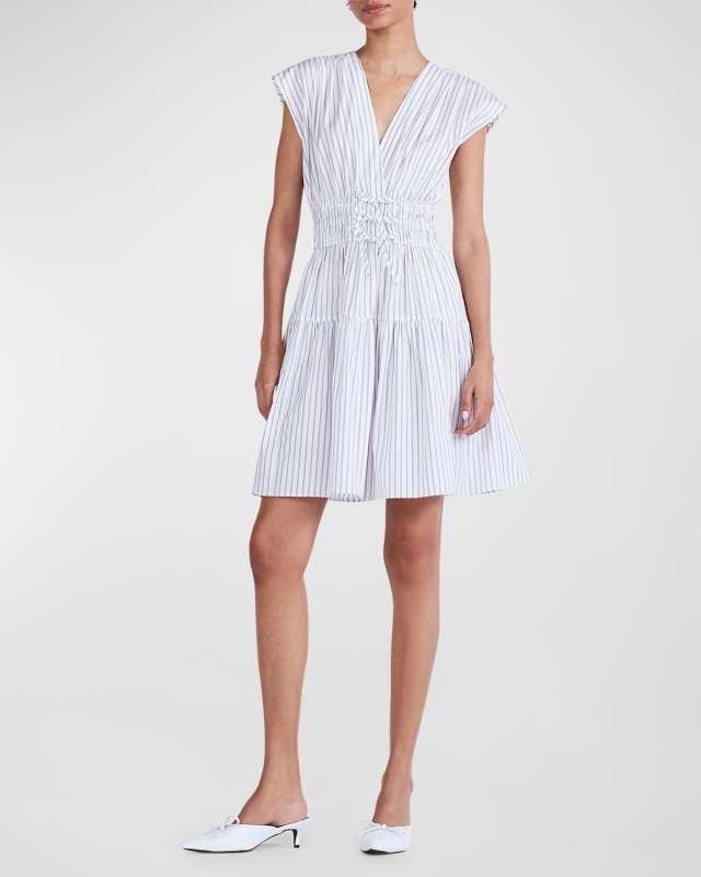 Tora Striped V-Neck Mini Dress