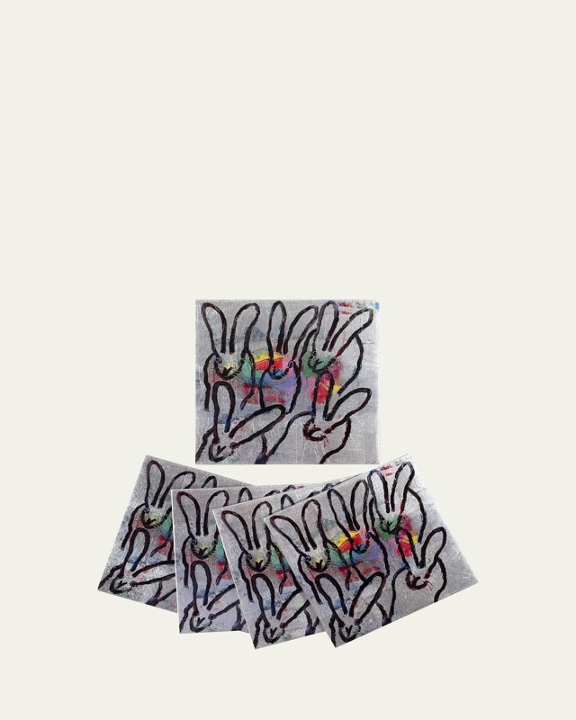 Color Burst Bunnies Coasters, Set of 4