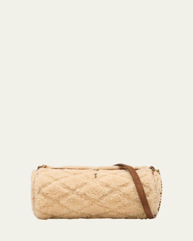 Sade Mini YSL Tube Shoulder Bag in Quilted Shearling