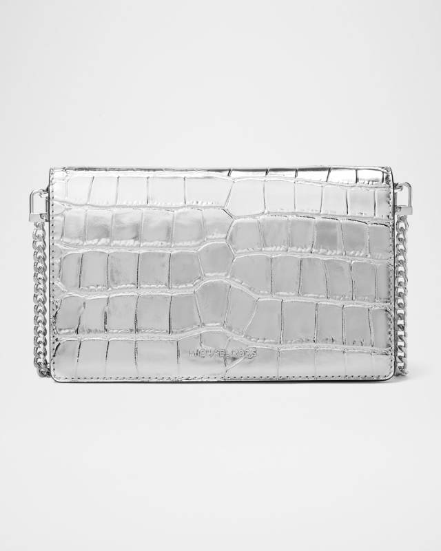 Jet Set Metallic Croc-Embossed Leather Crossbody Bag