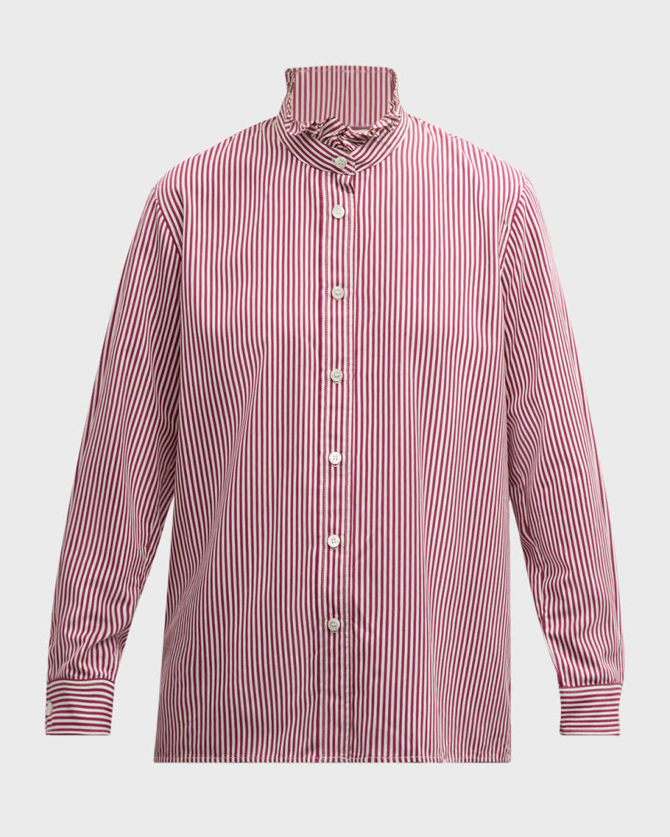 Sidney Striped Ruffle-Trim Shirt