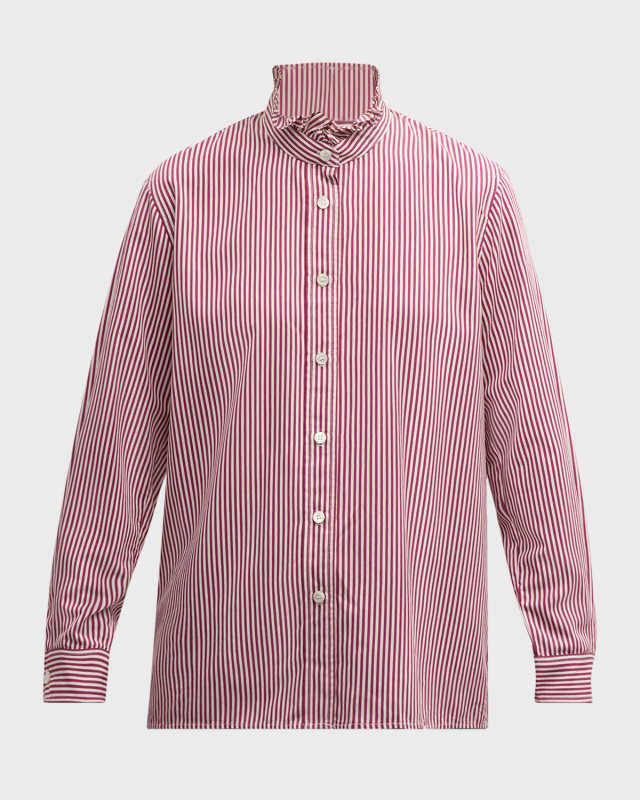 Sidney Striped Ruffle-Trim Shirt