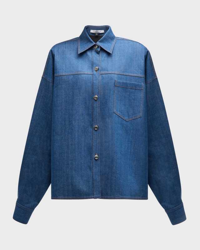 Oversized Denim Button-Down Shirt