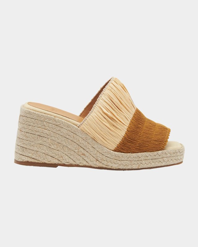 Tonia Bicolor Raffia Wedge Espadrilles