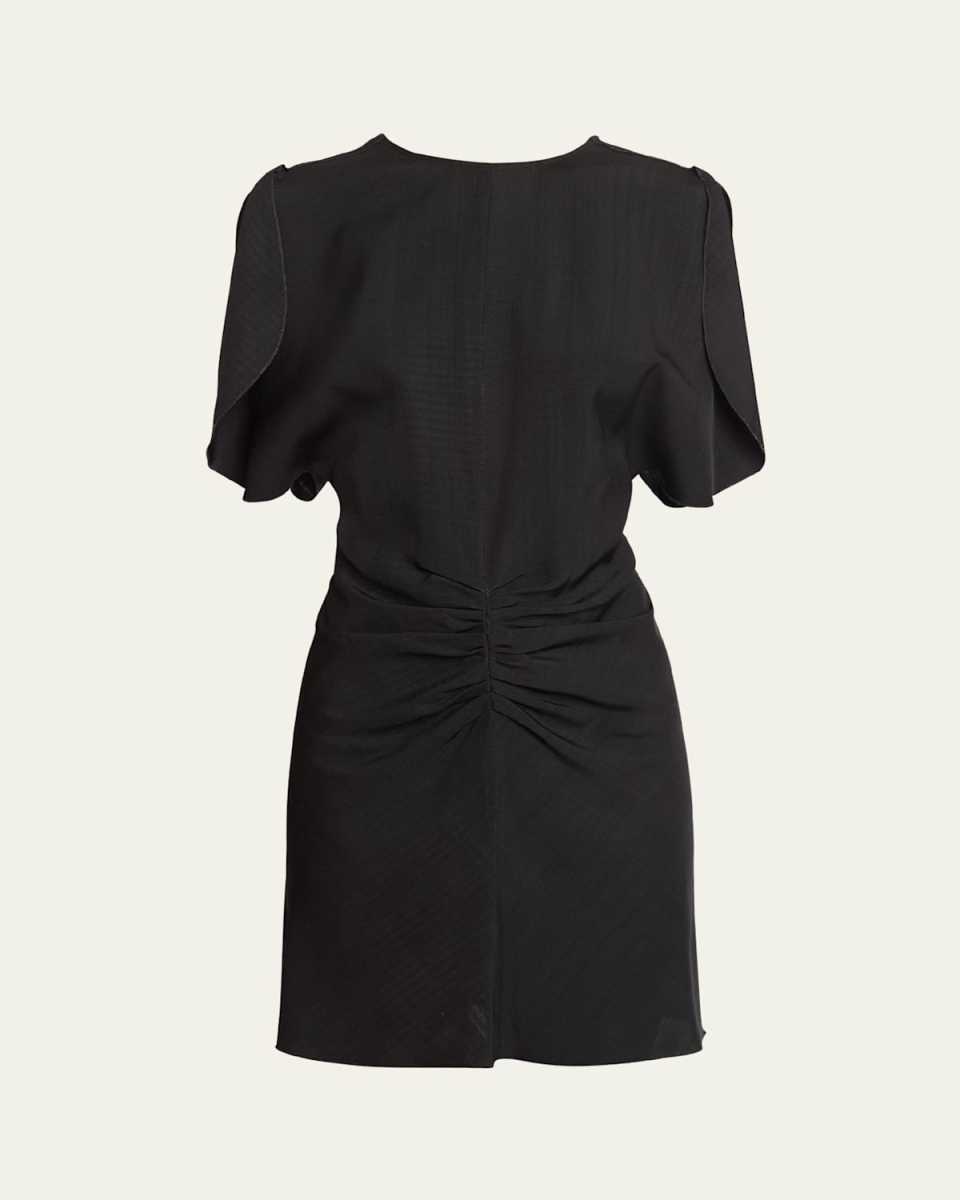 Gathered-Waist Short-Sleeve Mini Dress