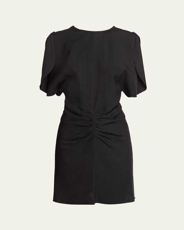 Gathered-Waist Short-Sleeve Mini Dress