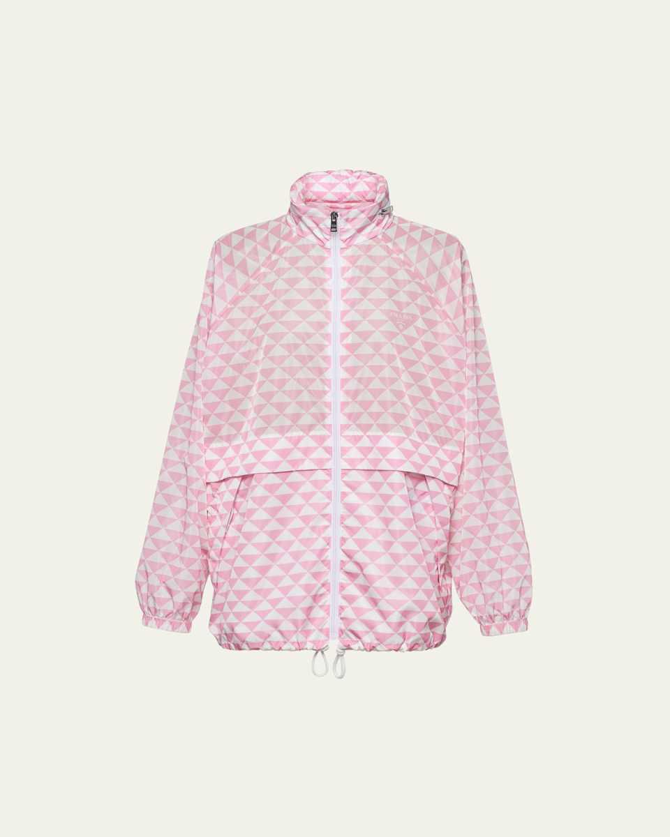 Re-Nylon Triangle-Print Hooded Jacket